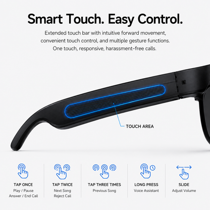 AI Smart Glasses D12 – Bluetooth Audio Glasses with HD Calls & Voice Assistant