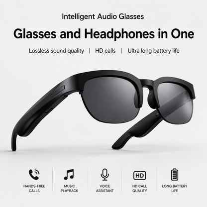AI Smart Glasses D12 – Bluetooth Audio Glasses with HD Calls & Voice Assistant